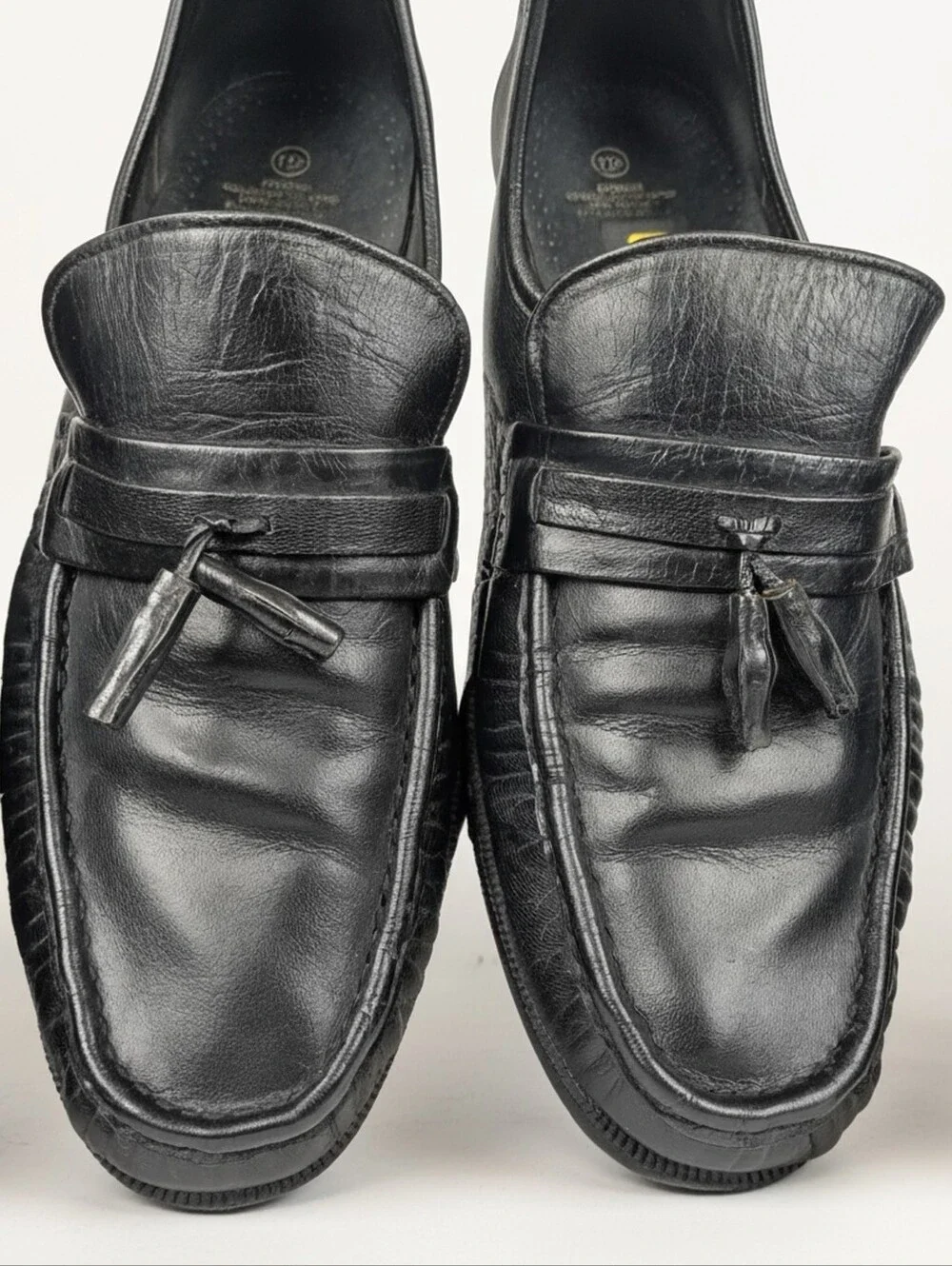 CRANSTON Black Leather Tassel Venetian Moc Toe Slip On Loafers Men's Size 12D
